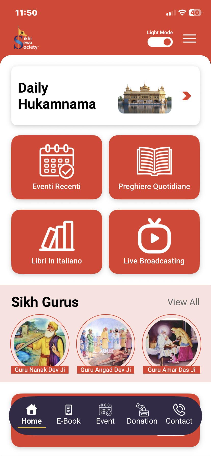 Sikhi Sewa Society App Gurus Screen